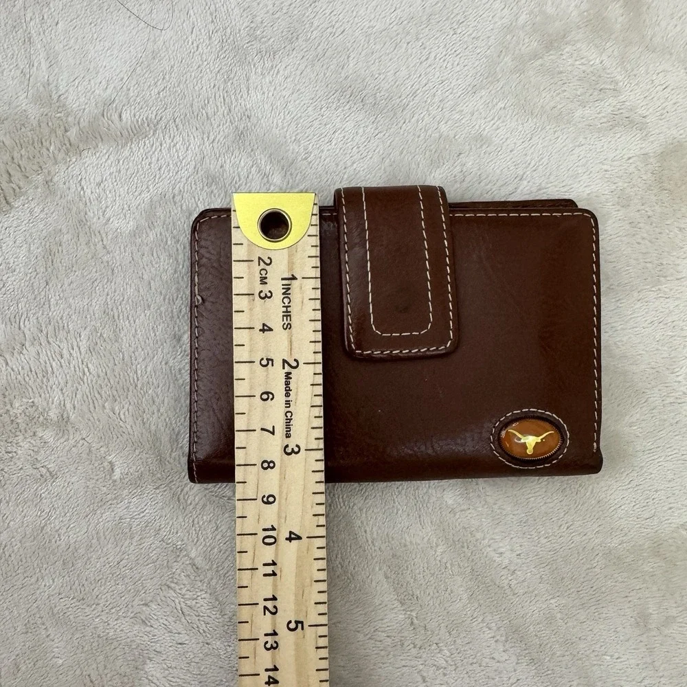 Fossil Texas Longhorns Brown Genuine Leather Bifold Tab Wallet Organizer NCAA